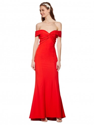 Cross Front and Back Bardot Sleeveless Formal Crepe Maxi Bridesmaid Dress / Prom Dress Glasgow