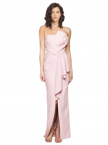 Strapless Long Full Length Ruffles Low Back Formal Crepe Bridesmaid Dress / Prom Dress Glasgow