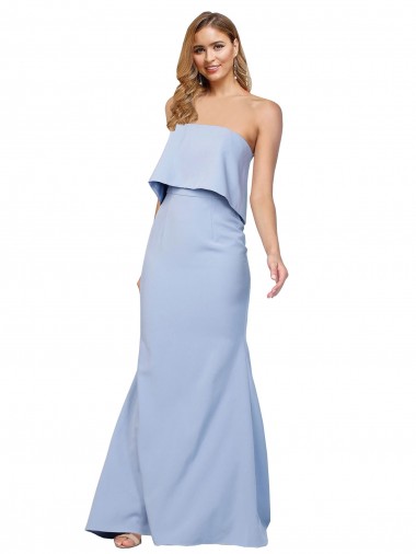 Strapless Full Length Formal Crepe Bridesmaid Dress / Prom Dress with Bodice Overlay Glasgow