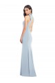 Halter Bow Neck Open Back Soft Full Length Trumpet Bridesmaid Dress / Prom Dress
