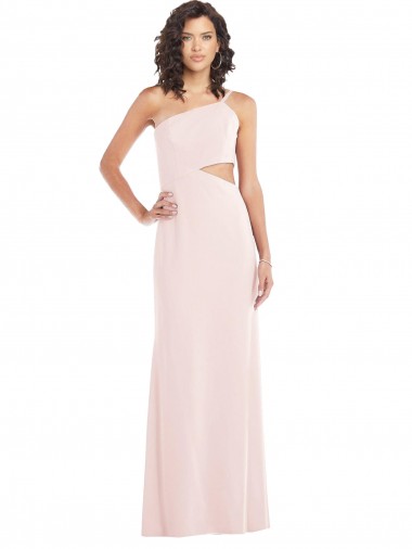 Flirty One Shoulder Midriff Cutout Maxi Formal Crepe Bridesmaid Dress / Prom Dress Glasgow
