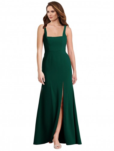 Square Neck Trumpet Maxi Bridesmaid Dress / Prom Dress with Front Slit Glasgow