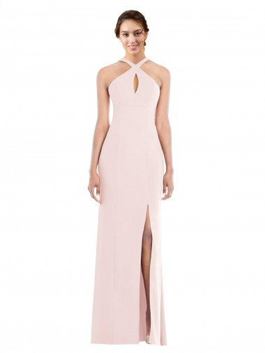 Criss Cross Halter Princess Line Trumpet Formal Crepe Bridesmaid Dress / Prom Dress Glasgow