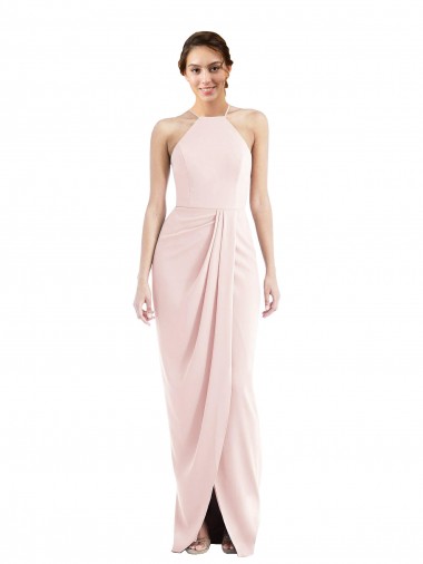 Halter Draped Tulip Skirt Maxi Bridesmaid Dress / Prom Dress Glasgow