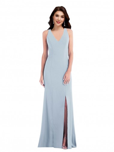 Criss Cross Cutout Back Maxi Bridesmaid Dress / Prom Dress with Front Slit Glasgow