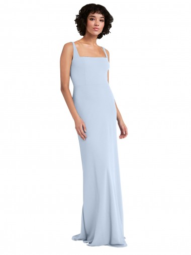 Slim Square Neck Fit and Flare Full Length Stretch Crepe Bridesmaid Dress / Prom Dress Glasgow