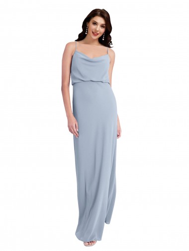 Draped Cowl Neck Long Formal Crepe Bridesmaid Dress / Prom Dress with Spaghetti Straps Glasgow