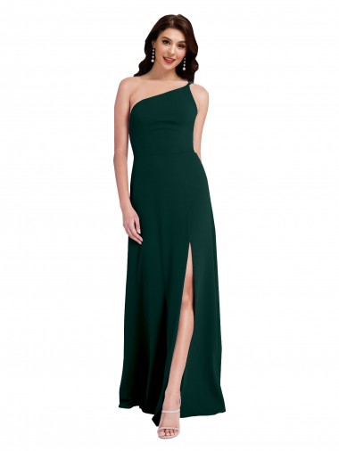 A-Line Slim One Shoulder Formal Crepe Bridesmaid Dress / Prom Dress with Asymmetrical Straps and Side Slit Glasgow