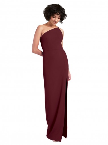 Sleek One Shoulder Long Formal Crepe Bridesmaid Dress / Prom Dress with Daring Slit Glasgow