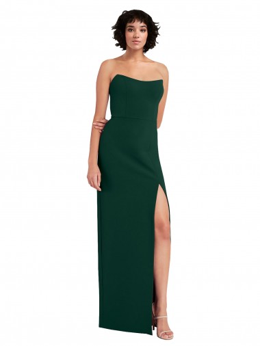 Scooped Strapless Neckline Formal Crepe Bridesmaid Dress / Prom Dress with Side Slit Glasgow
