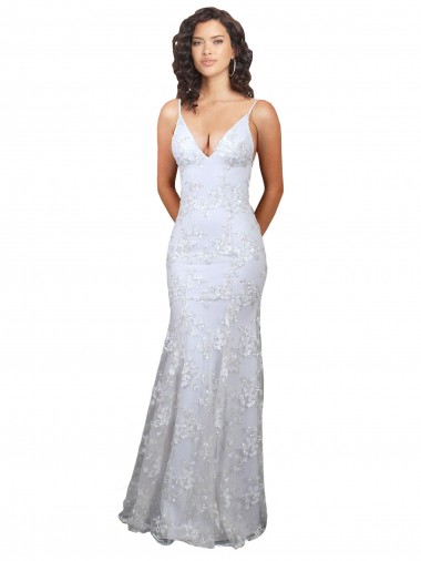 V-Neckline Backless Floral Patterned Sequin Formal Bridesmaid Dress / Prom Dress Glasgow