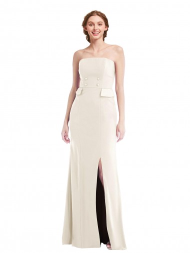 Long Strapless Tuxedo Maxi Bridesmaid Dress / Prom Dress with Front Slit Glasgow
