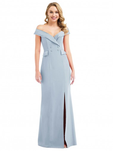 Off the Shoulder Tuxedo Maxi Bridesmaid Dress / Prom Dress with Front Slit Glasgow