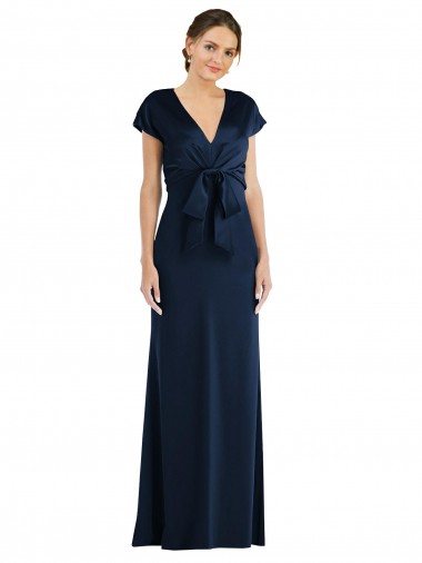 Soft Bow Blouson Bodice Trumpet Formal Crepe Bridesmaid Dress / Prom Dress Glasgow