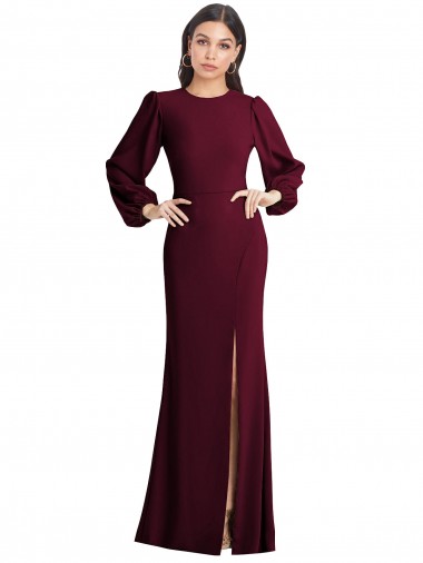 Puff Sleeves Long Maxi Briddesmaid Dress with Cutout Tie Back Glasgow