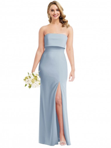 Strapless Overlay Bodice Crepe Maxi Bridesmaid Dress / Prom Dress with Front Slit Glasgow