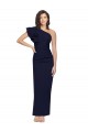 Ruched Floor Length Long Formal Crepe Bridesmaid Dress / Prom Dress with Shoulder Ruffles