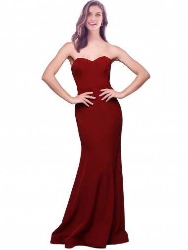 Long Full Length Sweetheart Slim Formal Crepe Bridesmaid Dress / Prom Dress with Strapless Bodice Glasgow