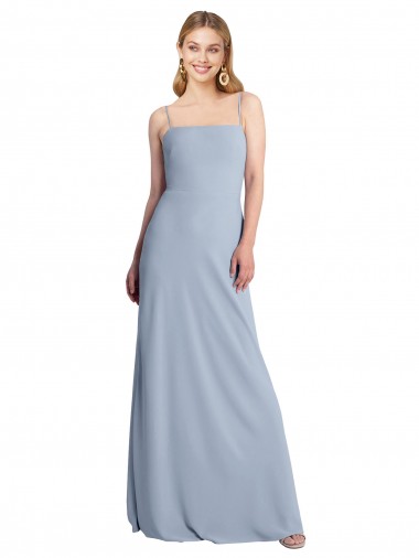 Straight Neckline Crepe Slip Bridesmaid Dress / Prom Dress with Strappy Back Glasgow