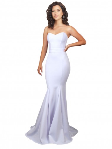 Simple Long Strapless Sweetheart Mermaid Crepe Beach Wedding Dress Glasgow