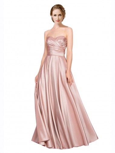 Long Plated Strapless Sweetheat Formal Stretch Satin Bridesmaid Dress / Prom Dress Glasgow