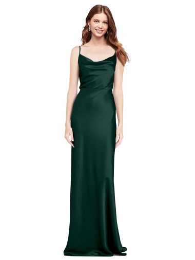Fitted Cowl Neck Long Formal Stretch Satin Slip Bridesmaid Dress / Prom Dress with V-Back Glasgow
