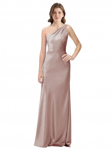 One Shoulder Black-Tie Floor Length Long Formal Stretch Satin Bridesmaid Dress / Prom Dress Glasgow