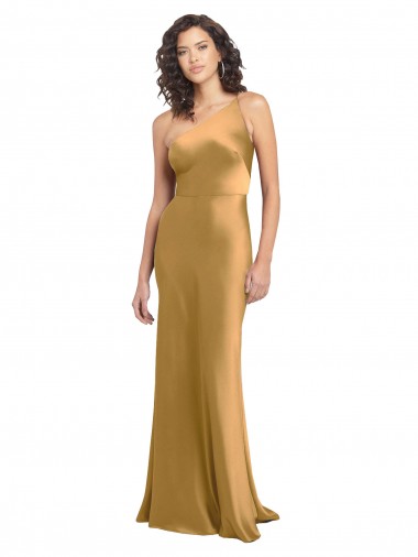 One Shoulder Long Floor Length Formal Stretch Satin Slip Bridesmaid Dress / Prom Dress Glasgow