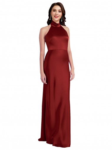 Backless Halter Long Formal Stretch Satin Bridesmaid Dress / Prom Dress Glasgow