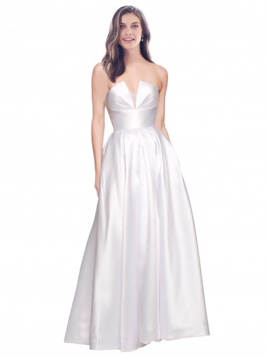Full Length Strapless V-Cutout Formal Stretch Satin Bridesmaid Dress / Prom Dress Glasgow