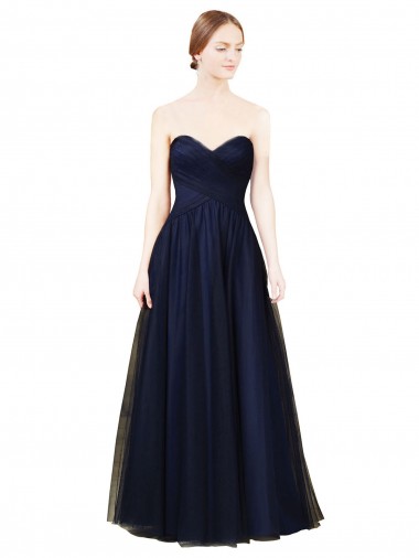 Draped Bodice Sweeheart Long Tulle Bridesmaid Dress Glasgow