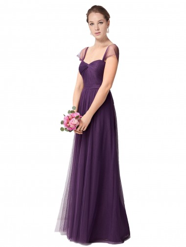 Full Length Long Tulle Bridesmaid Dress with Sweetheart Neckline Glasgow