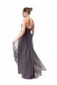 Long Sweetheart Tulle Bridesmaid Dress with Shirred Criss Cross Bodice