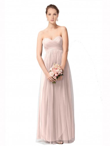 Long Sweetheart Tulle Bridesmaid Dress with Shirred Criss Cross Bodice Glasgow