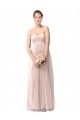 Long Sweetheart Tulle Bridesmaid Dress with Shirred Criss Cross Bodice