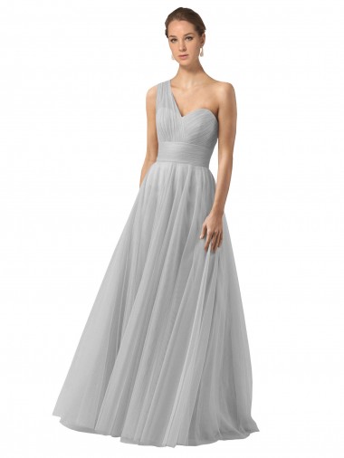 Floor Length Tulle Bridesmaid Dress with Shirred One Shoulder Bodice Glasgow