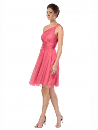 One Shoulder Short Knee Length Tulle Bridesmaid Dress Glasgow