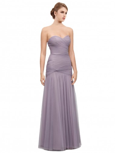 Draped Long Mermaid Sweetheart Tulle Bridesmaid Dress Glasgow