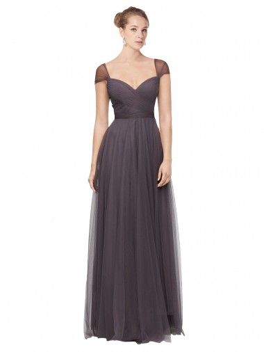 Sweetheart Neckline Long Tulle Bridesmaid Dress with Straps Glasgow