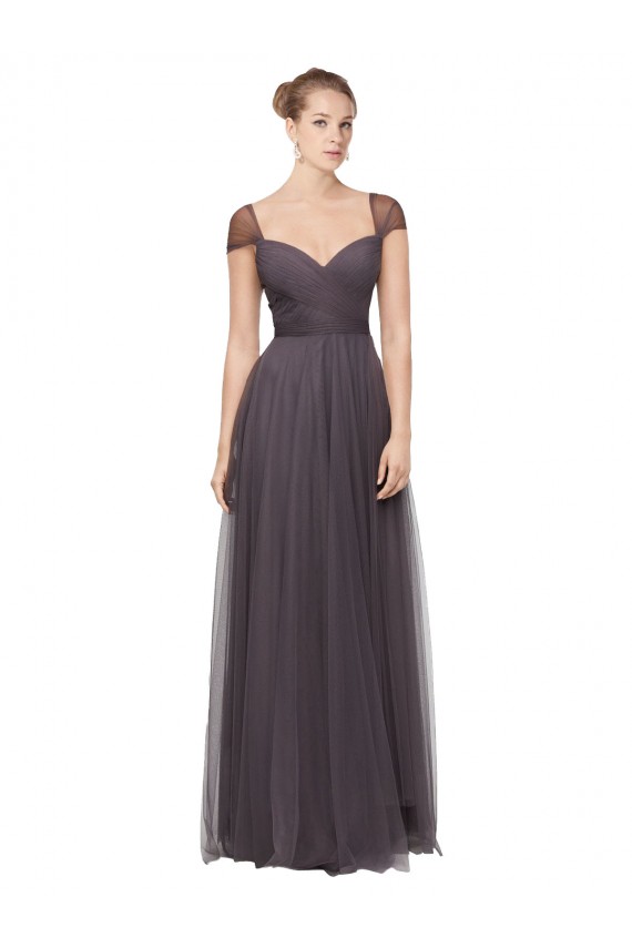 Sweetheart Neckline Long Tulle Bridesmaid Dress with Straps