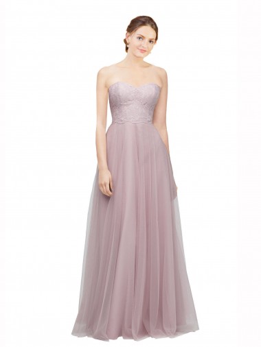 Sweetheart Neckline Long Tulle Bridesmaid Dress with Lace Bodice Glasgow