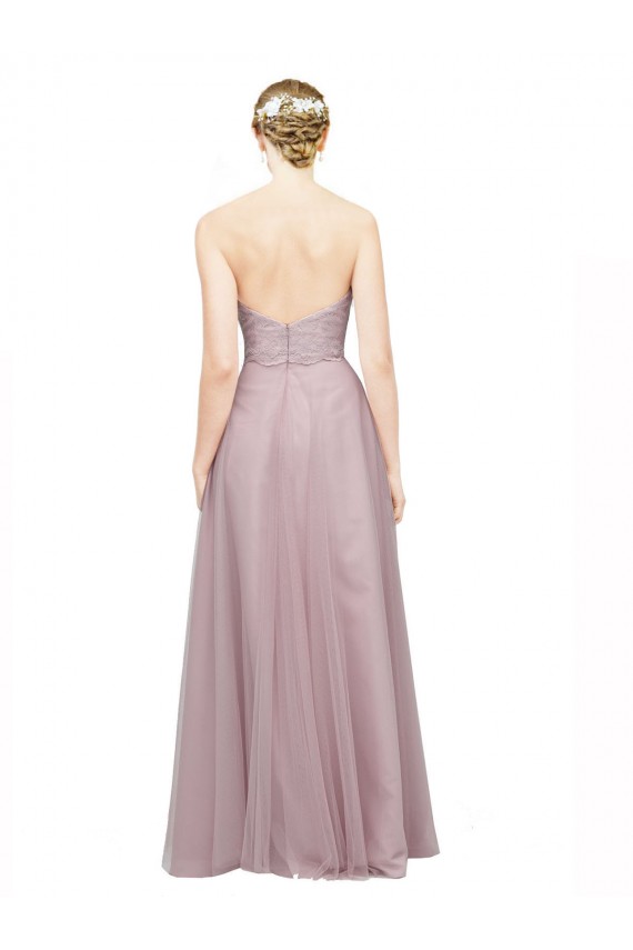 Sweetheart Neckline Long Tulle Bridesmaid Dress with Lace Bodice