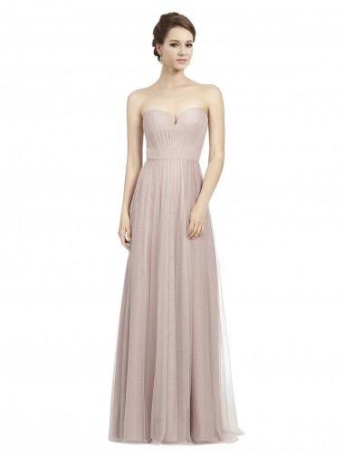 Long Strapless Tulle Bridesmaid Dress with Pleated Bodice Glasgow