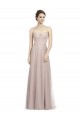 Long Strapless Tulle Bridesmaid Dress with Pleated Bodice