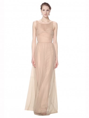Long Tulle Bridesmaid Dress with Illusion Neck Glasgow