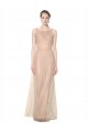 Long Tulle Bridesmaid Dress with Illusion Neck
