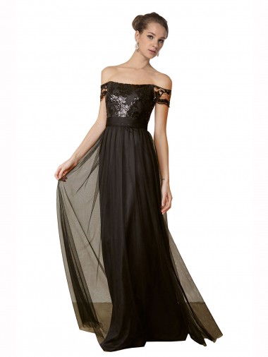 Off The Shoulder Sequined Lace Tulle Bridesmaid Dress Glasgow