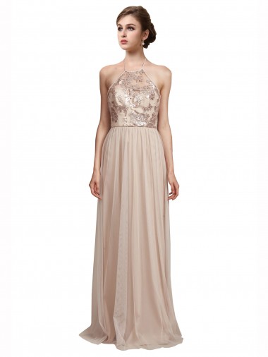Sweetheart Tulle Bridesmaid Dress with High Neck Illusion Bodice Glasgow