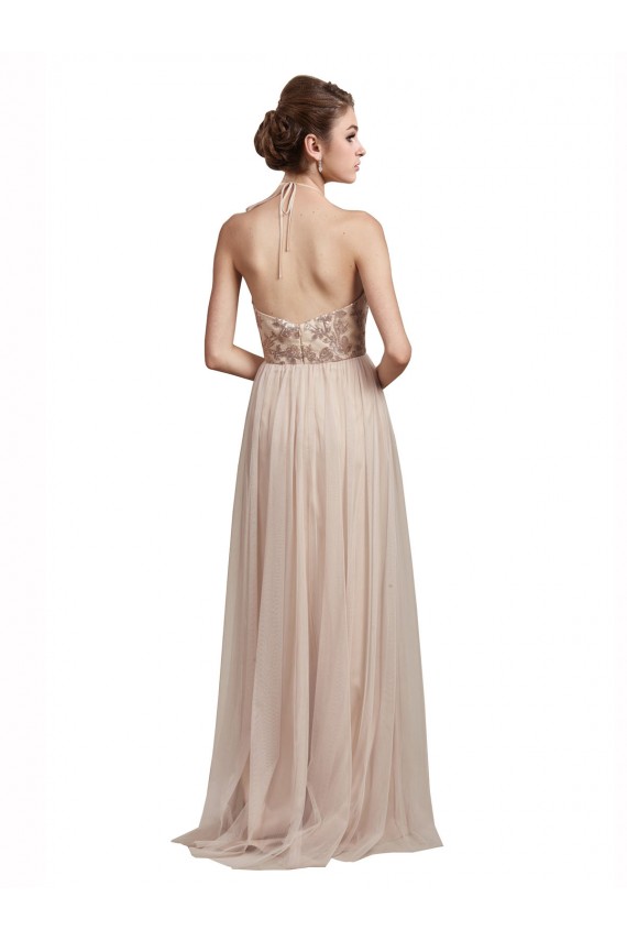 Sweetheart Tulle Bridesmaid Dress with High Neck Illusion Bodice