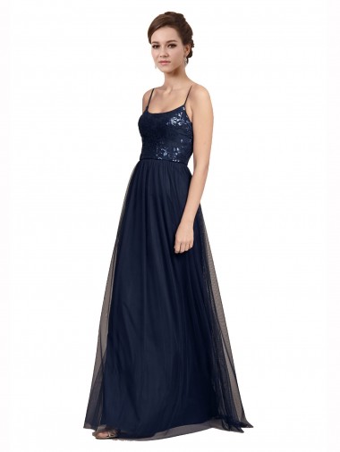 Spaghetti Strap Tulle Bridesmaids Dress with Ballerina Neckline Glasgow